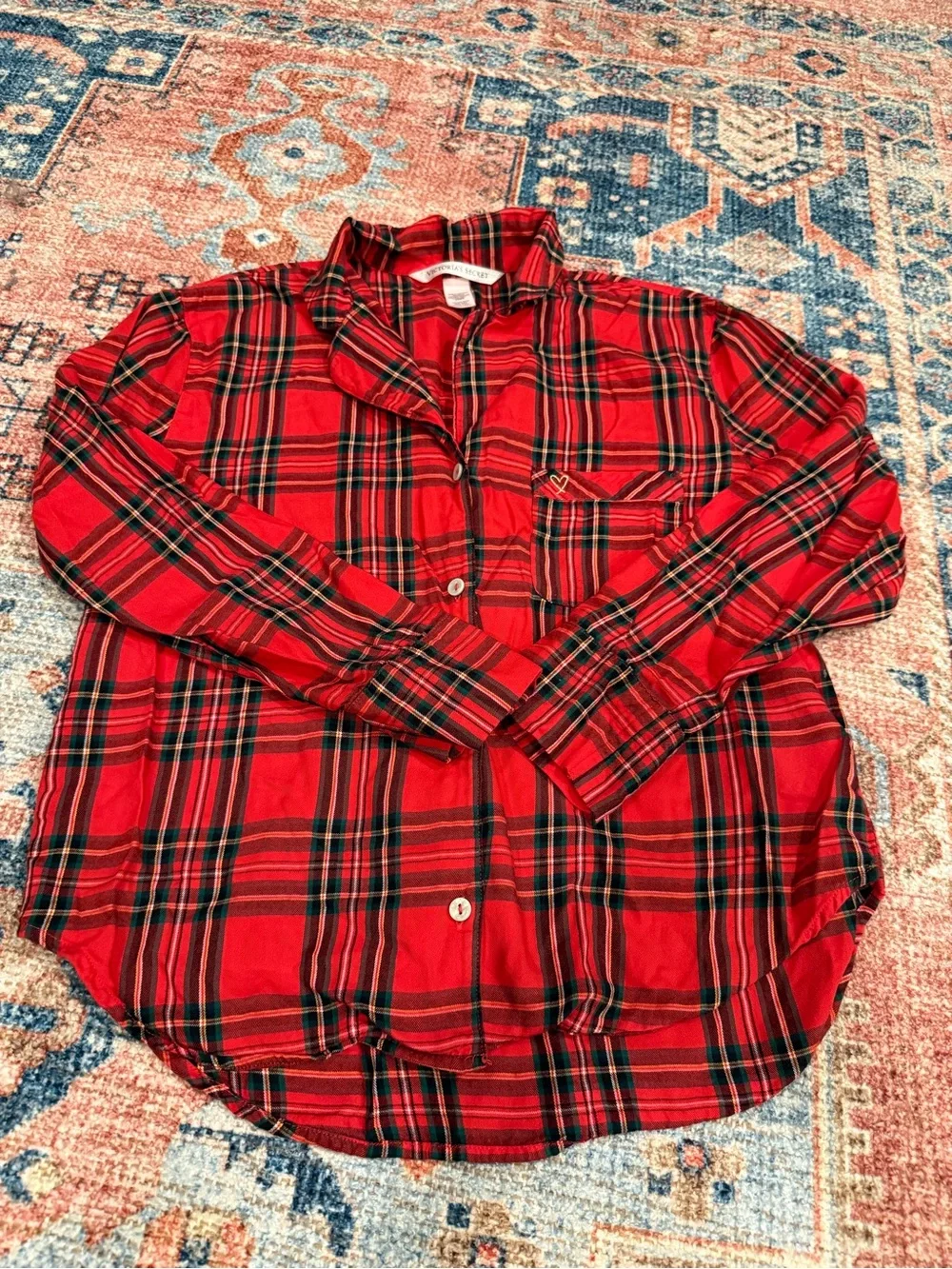 Victoria's Secret Red Plaid Cotton Pajama Set